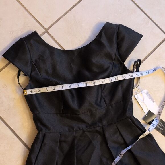 NWT Alfred Sung Cap Sleeve Pleated Skirt Dress Pockets Black Maxi Dress Size 2 - Picture 9 of 13